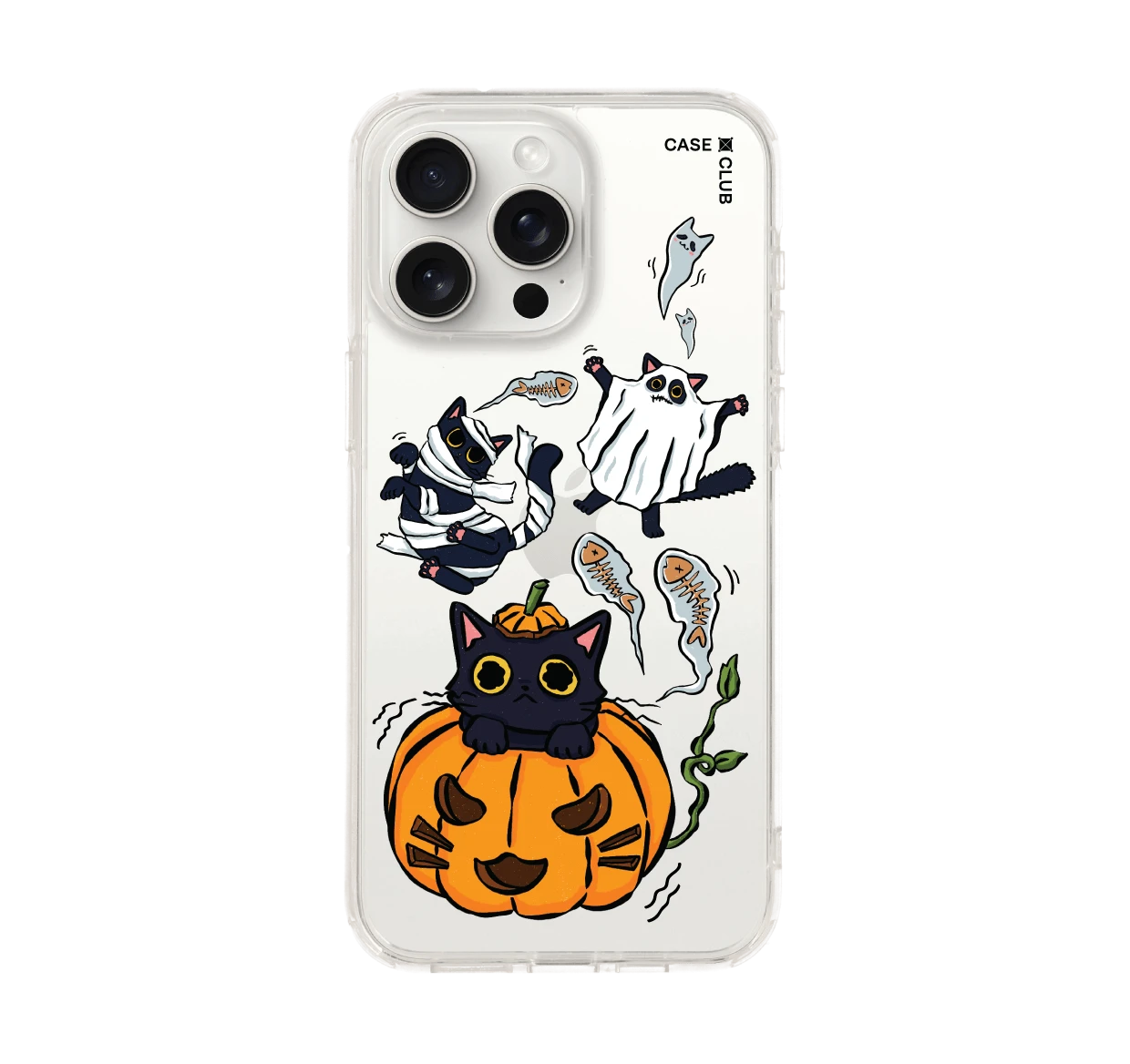 iphone 15 pro max clear case halloween cat